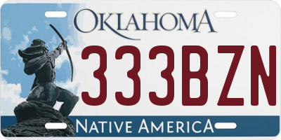 OK license plate 333BZN