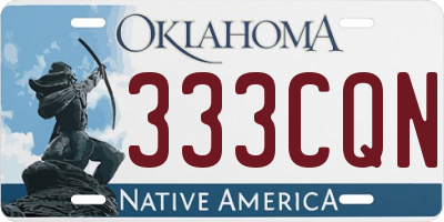OK license plate 333CQN
