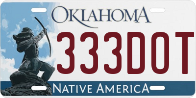 OK license plate 333DOT