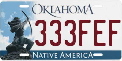 OK license plate 333FEF