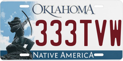 OK license plate 333TVW