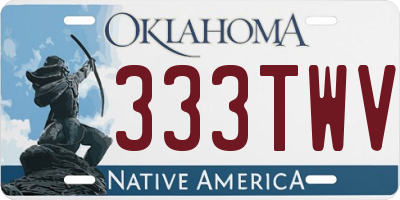 OK license plate 333TWV
