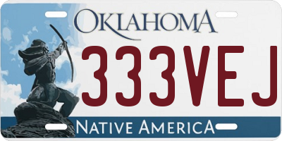 OK license plate 333VEJ