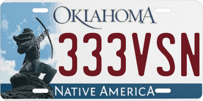 OK license plate 333VSN