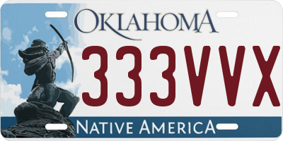 OK license plate 333VVX