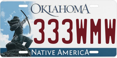 OK license plate 333WMW