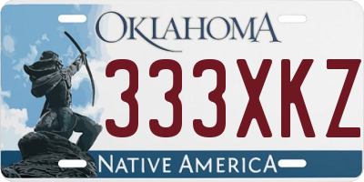 OK license plate 333XKZ