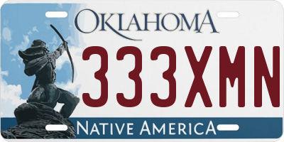 OK license plate 333XMN