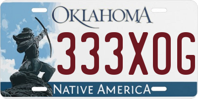 OK license plate 333XOG