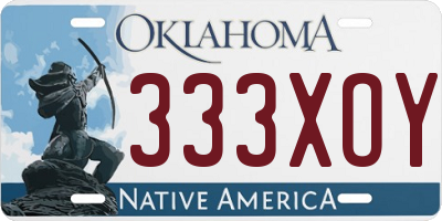 OK license plate 333XOY