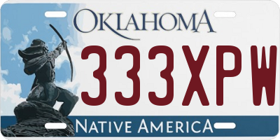 OK license plate 333XPW