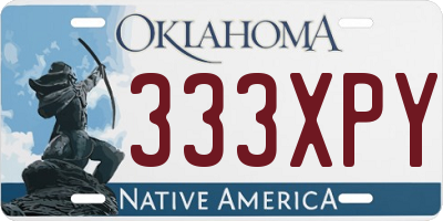 OK license plate 333XPY
