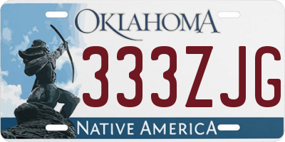 OK license plate 333ZJG