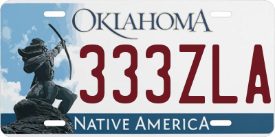 OK license plate 333ZLA