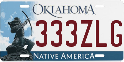 OK license plate 333ZLG