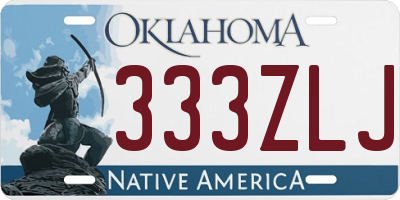 OK license plate 333ZLJ