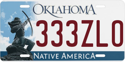 OK license plate 333ZLO