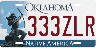 OK license plate 333ZLR