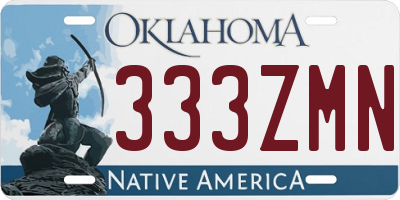 OK license plate 333ZMN