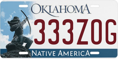 OK license plate 333ZOG