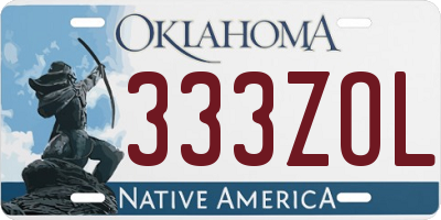 OK license plate 333ZOL