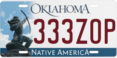 OK license plate 333ZOP