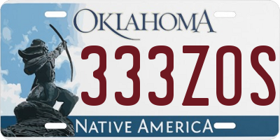 OK license plate 333ZOS