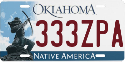 OK license plate 333ZPA