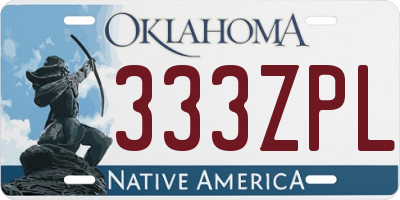 OK license plate 333ZPL