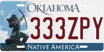 OK license plate 333ZPY