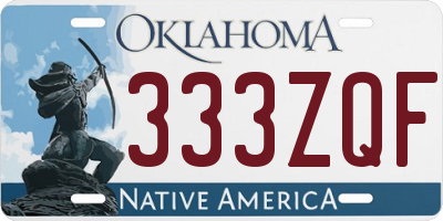 OK license plate 333ZQF