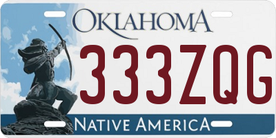 OK license plate 333ZQG