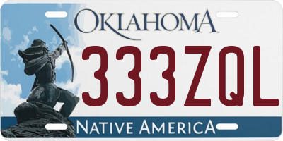 OK license plate 333ZQL