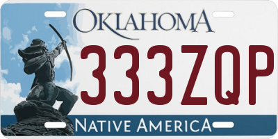 OK license plate 333ZQP