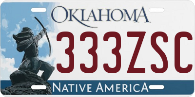 OK license plate 333ZSC