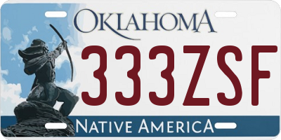 OK license plate 333ZSF