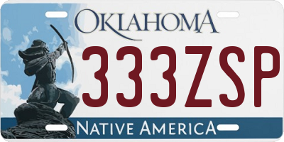 OK license plate 333ZSP
