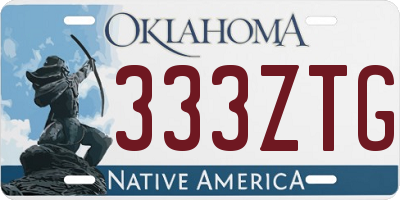 OK license plate 333ZTG