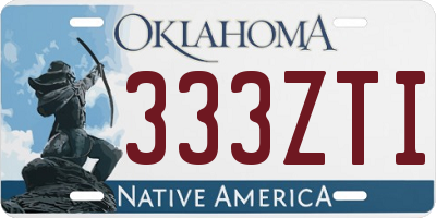 OK license plate 333ZTI