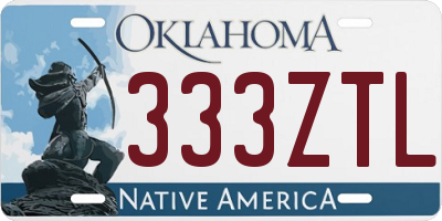 OK license plate 333ZTL