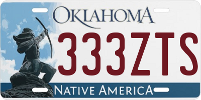 OK license plate 333ZTS