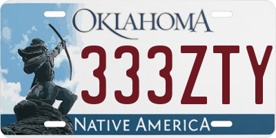 OK license plate 333ZTY