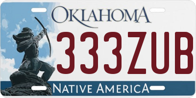 OK license plate 333ZUB