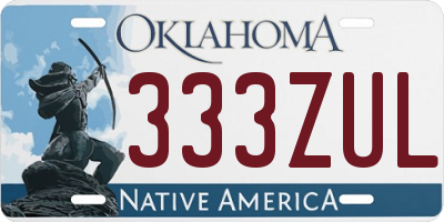 OK license plate 333ZUL