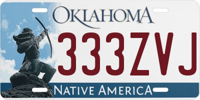 OK license plate 333ZVJ