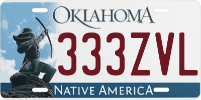 OK license plate 333ZVL