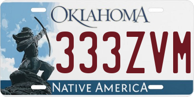 OK license plate 333ZVM