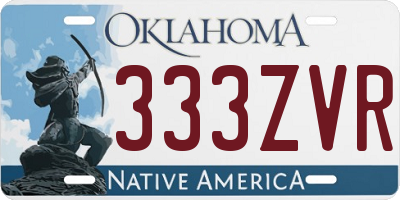 OK license plate 333ZVR