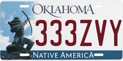 OK license plate 333ZVY