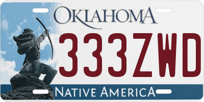 OK license plate 333ZWD